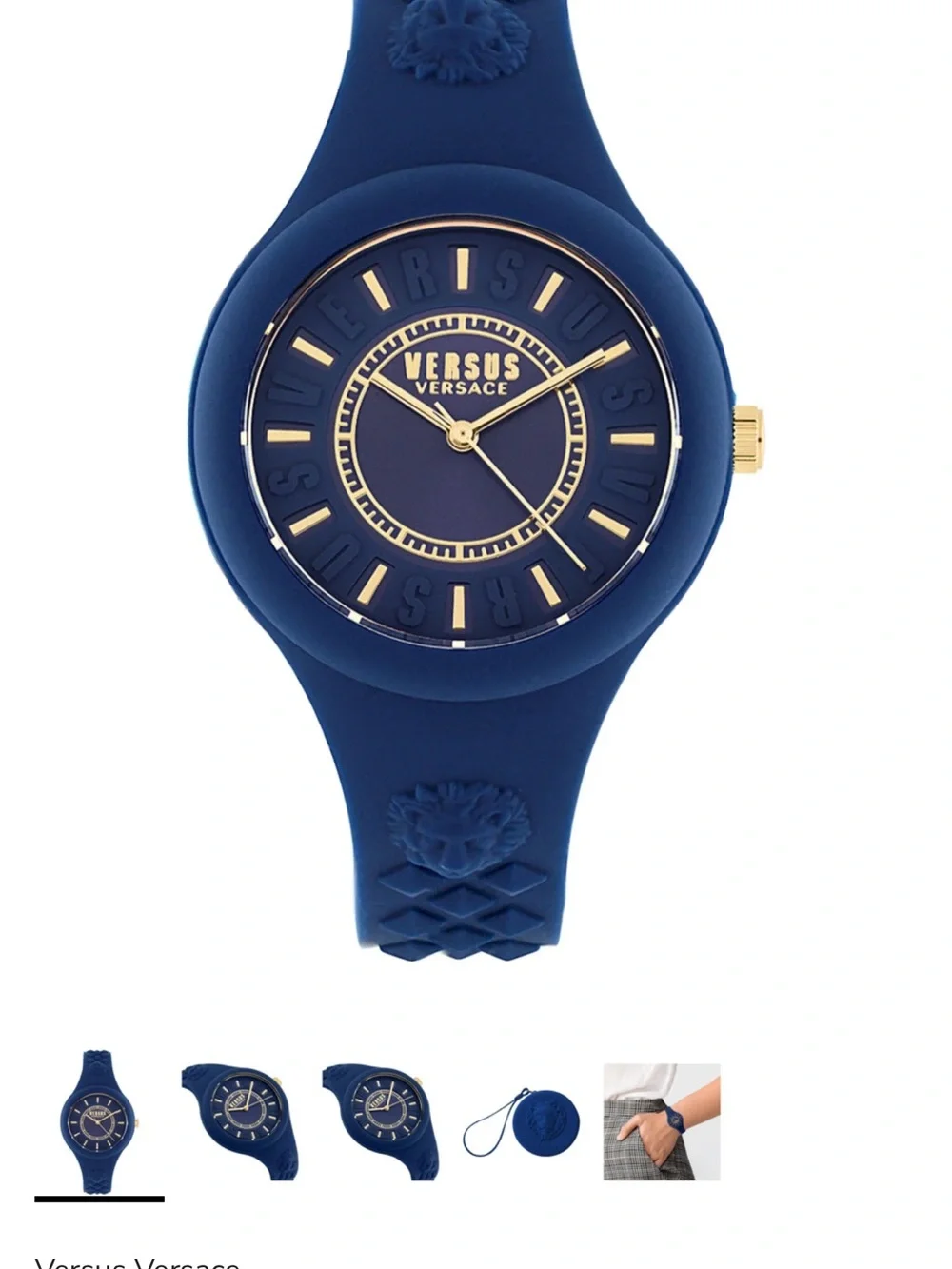 Versus Versace Blue Silicone Watch with Gold Accents